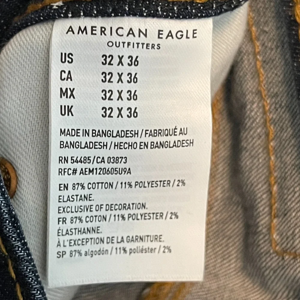 American Eagle Men 32x36 Preppy City Low Rise Skinny Indigo Wash Stretch Jean